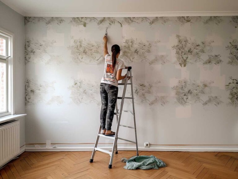 Woman installation wallpaper