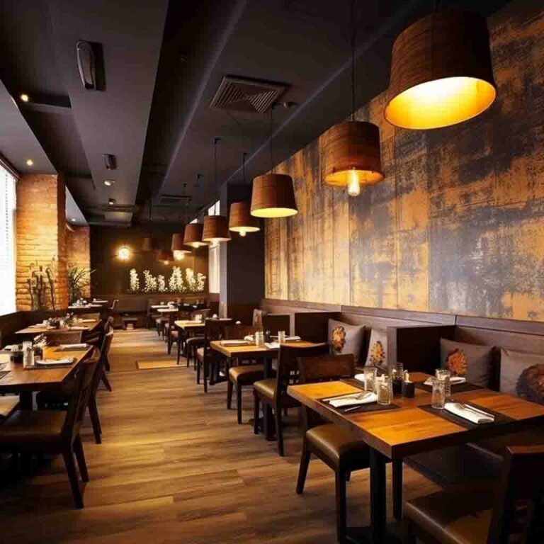 restaurant interior venetian plaster accent wall commercial finish Denver metro area Colorado