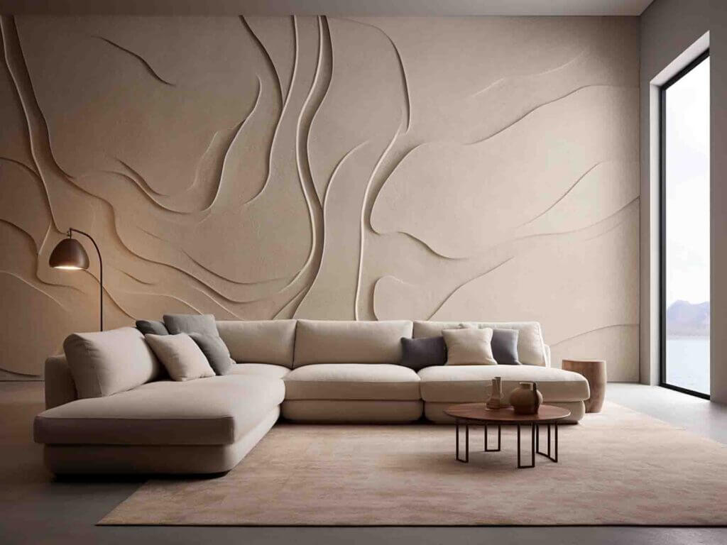 Decorative plaster. Living room
