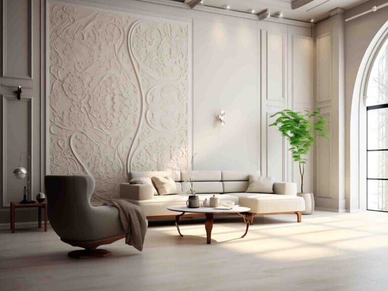 Decorative plaster. Living room