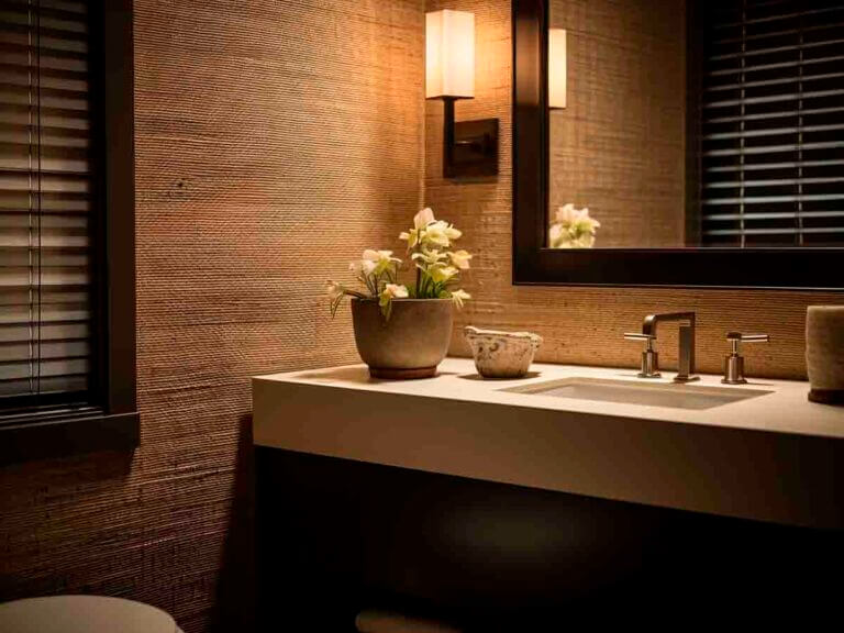 Bathroom. Waterproof wallpaper.