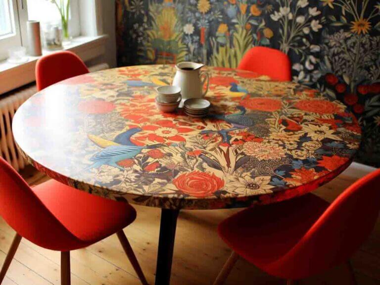 Wallpapered dining table