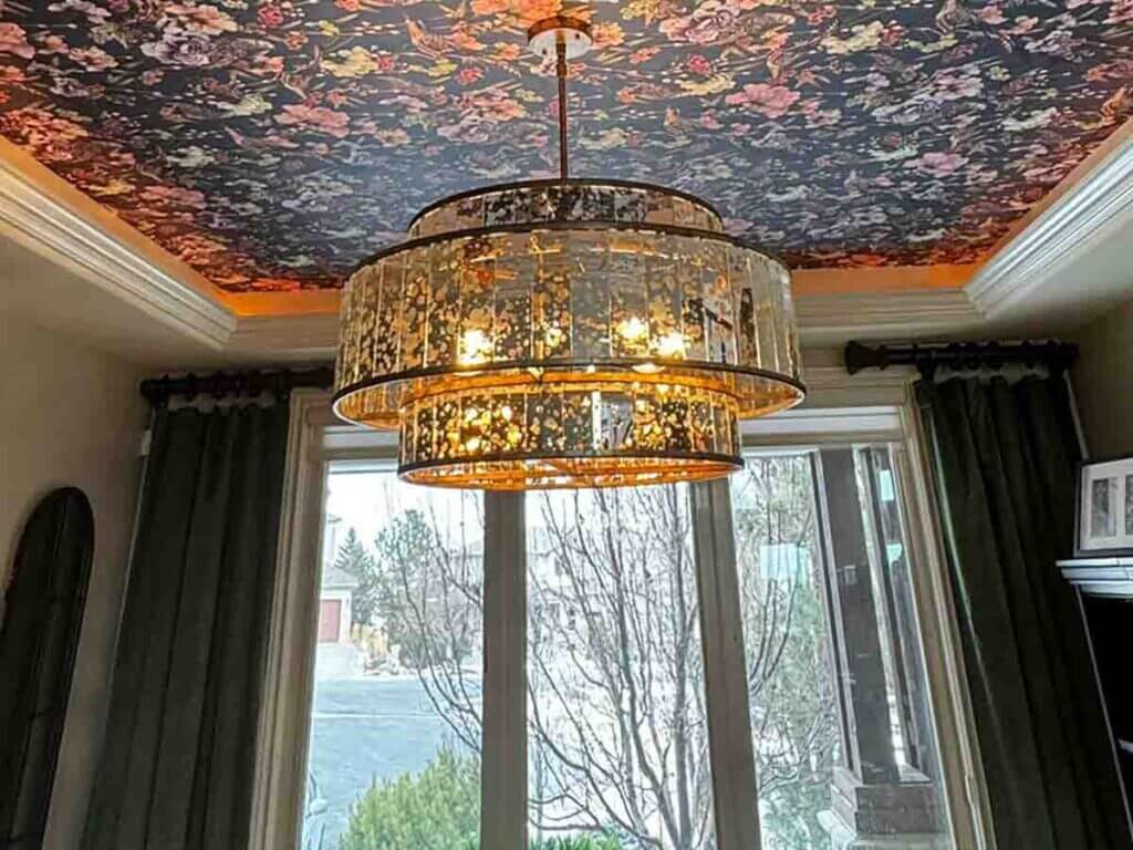 Wallpapered ceiling