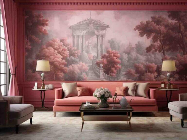 Pink wallpaper. Mural