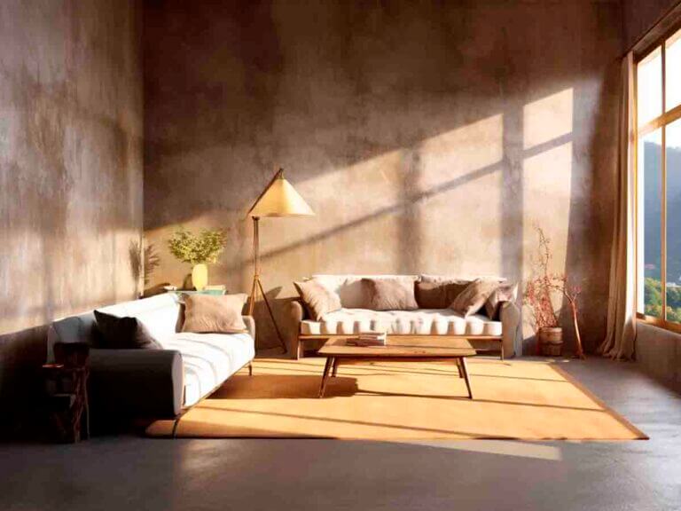 Living room, marmarino plaster.
