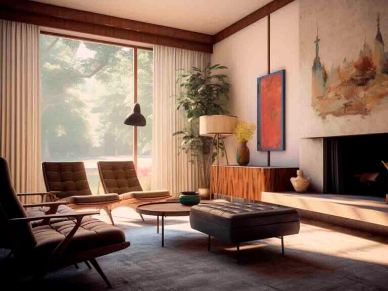 Living room, fireplace, venetian plaster