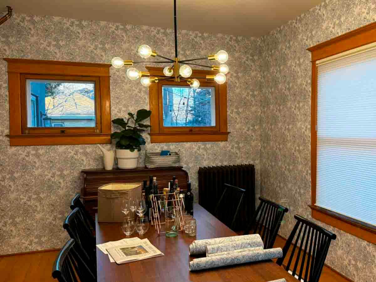 Peel and Stick wallpaper. Dining room.