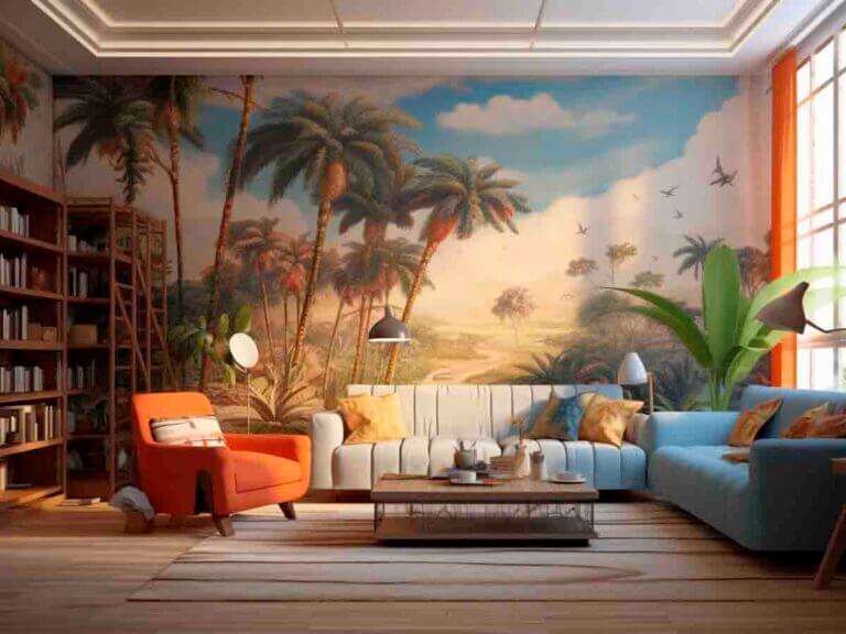 Living room. Mural.