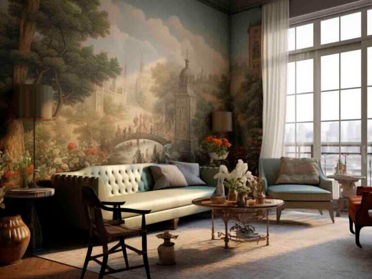 Living room. Mural.