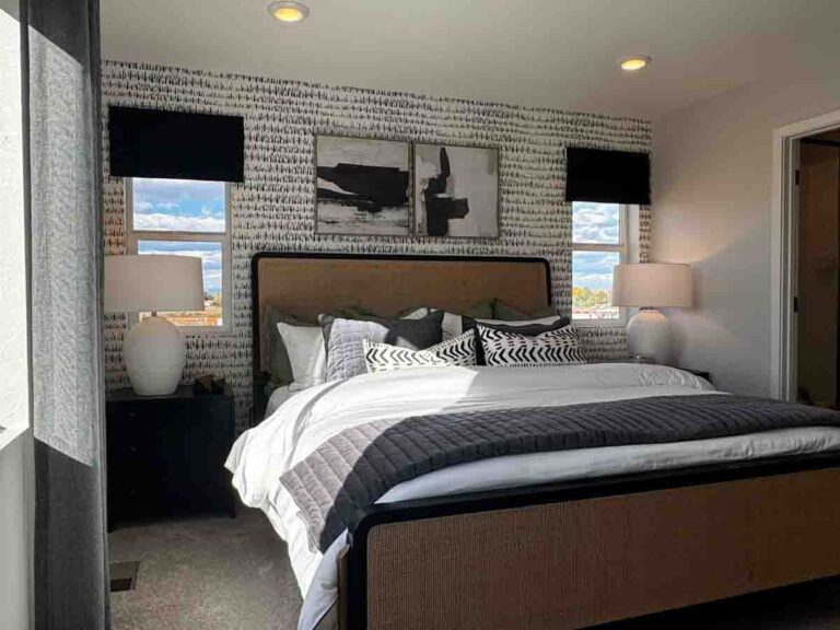 Bedroom black and white wallpaper Seabrook Designs Brush Marks Denver metro area