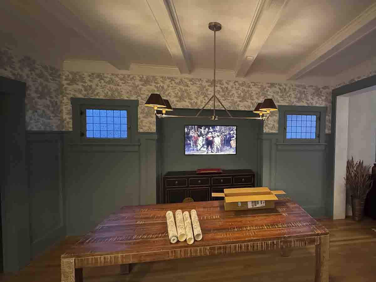 Pre-pasted wallpaper installation dining room wainscoting Denver metro area