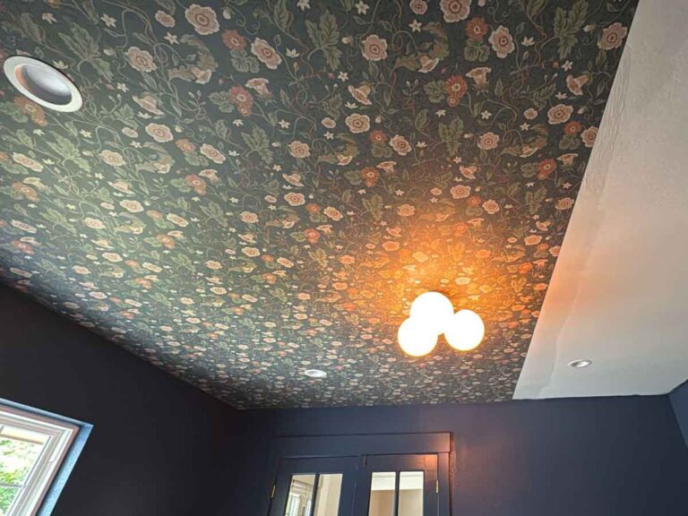Wallpaper ceiling installation floral pattern Denver metro area