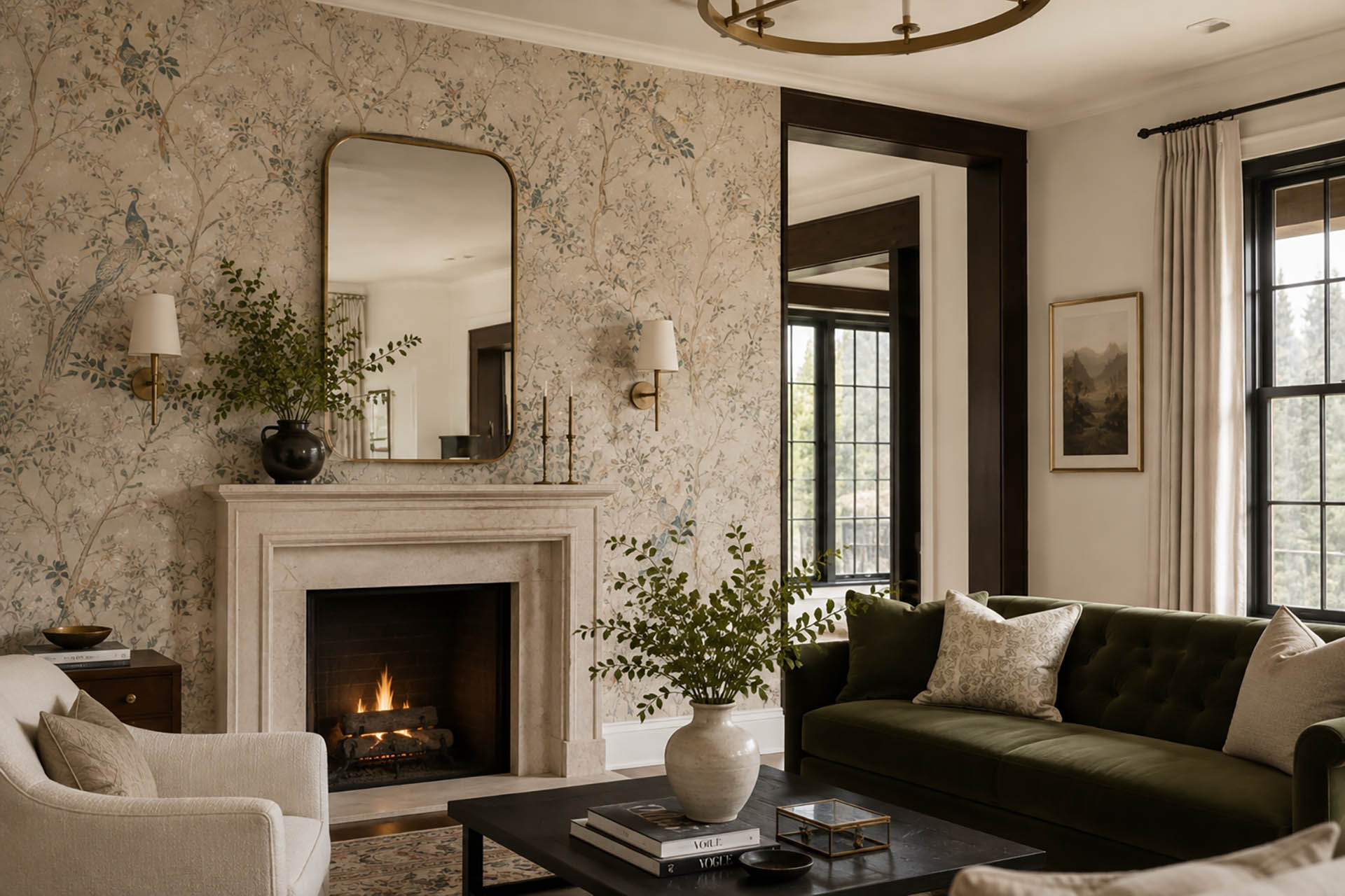 York wallpaper installed by EnjoyTheWall in a luxury Colorado living room