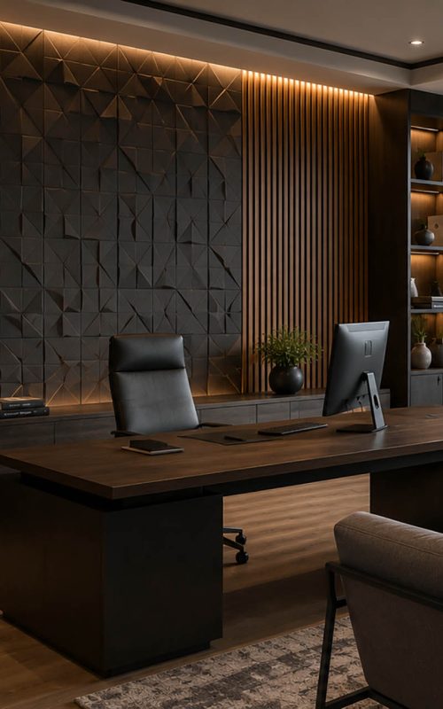 Acoustic and 3D wall panels in a modern Denver office by EnjoyTheWall