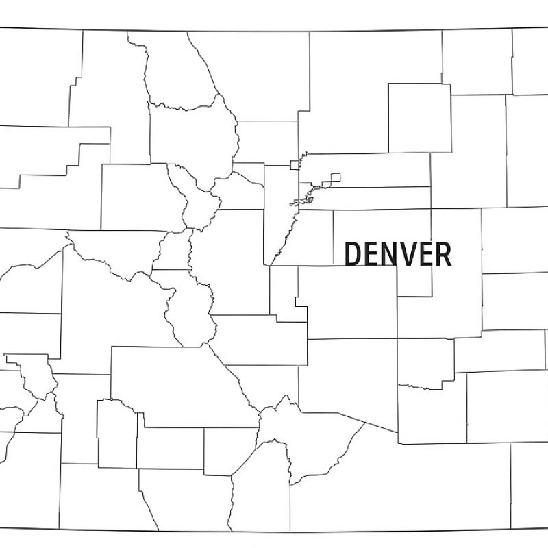 Map of Denver metro area in Colorado showing service coverage region for wallpaper installation
